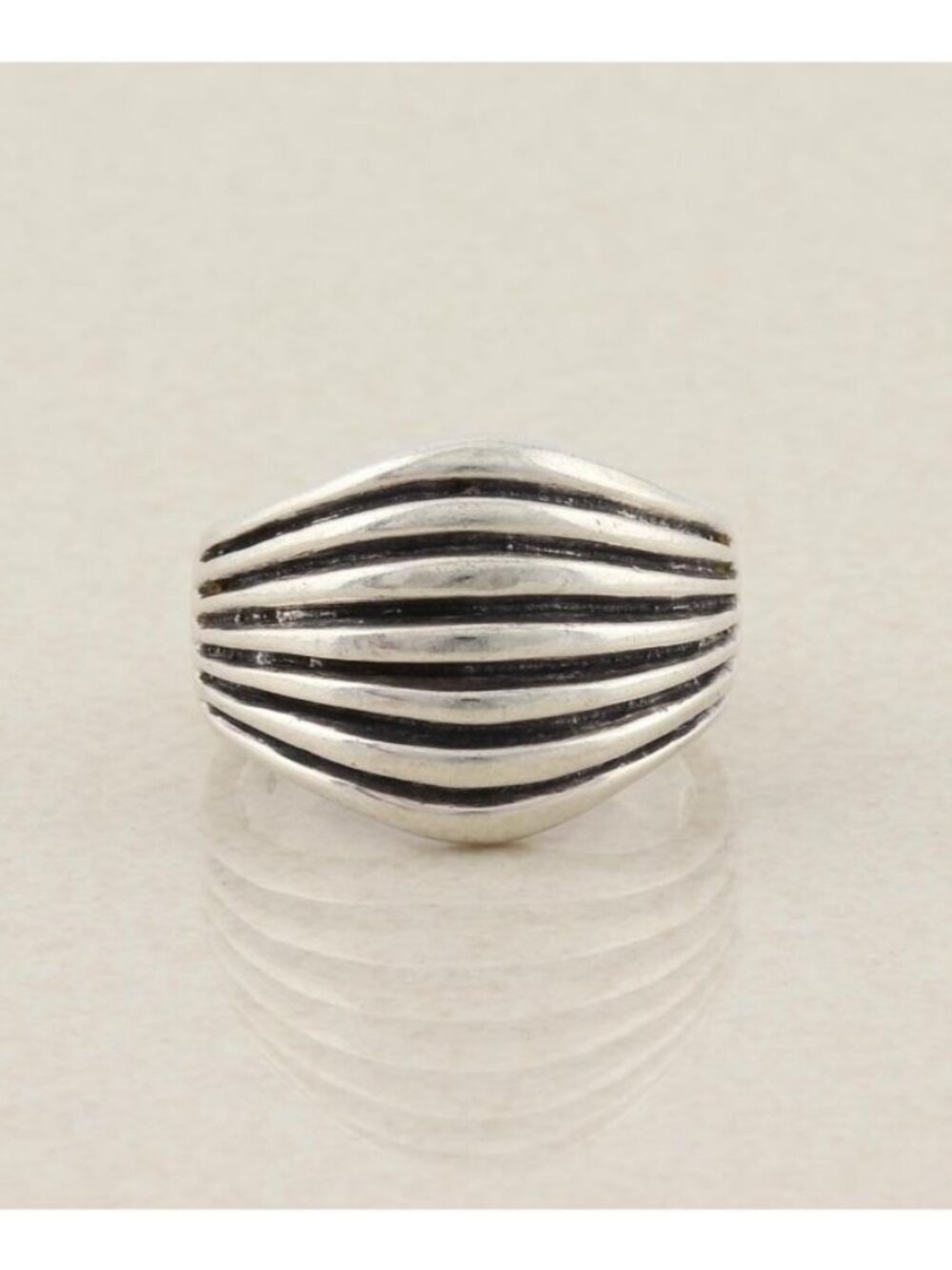 Sterling Silver Ribbed Band Ring Dome Ring Size 6 3/4